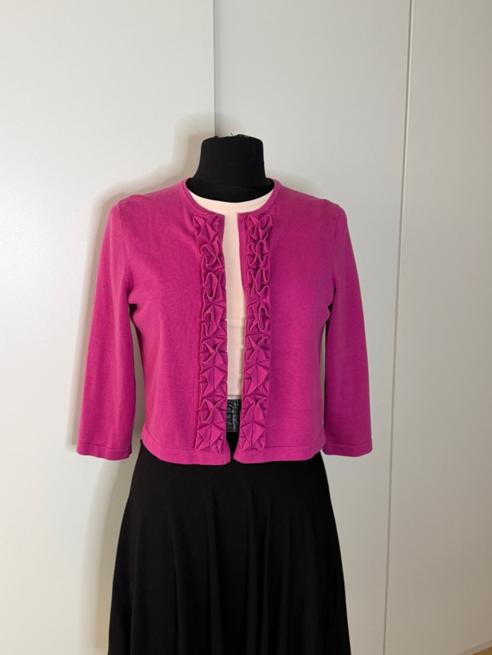 Lilly Pulitzer Bright Fuchsia Ruffle-Trim Cropped Cardigan